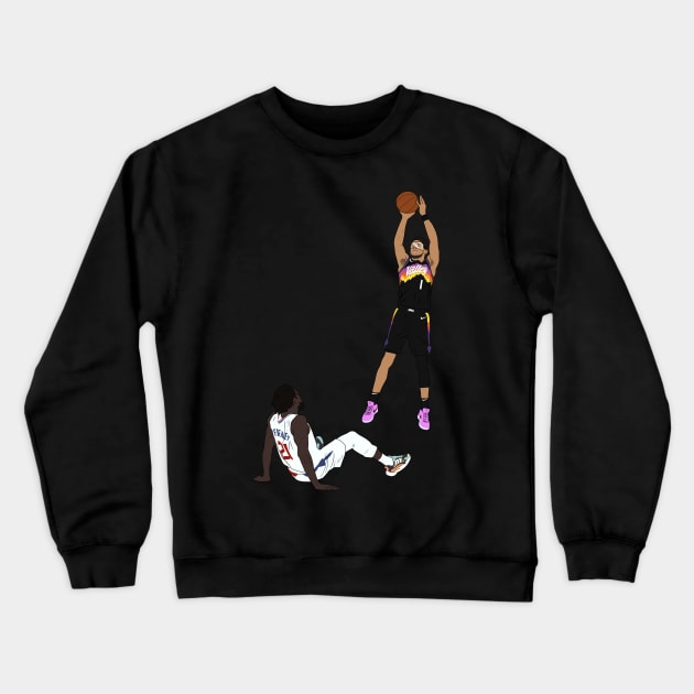 Devin Booker 3pt Pull Up Phoenix Basketball WCFs Crewneck Sweatshirt by Hevding